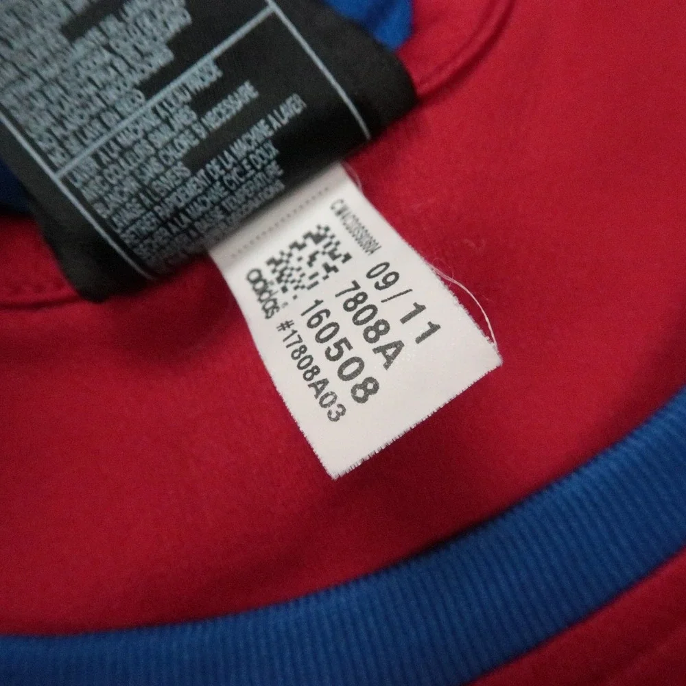 Kansas Jayhawks Jersey Mens Large Red Blue adidas Sleeveless Basketball Athletic